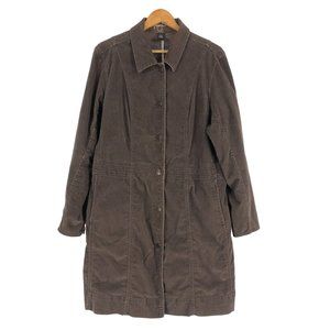 Venezia Lane Bryant Womens Size 14/16 Brown Button Front Long Sleeve Velvet Coat